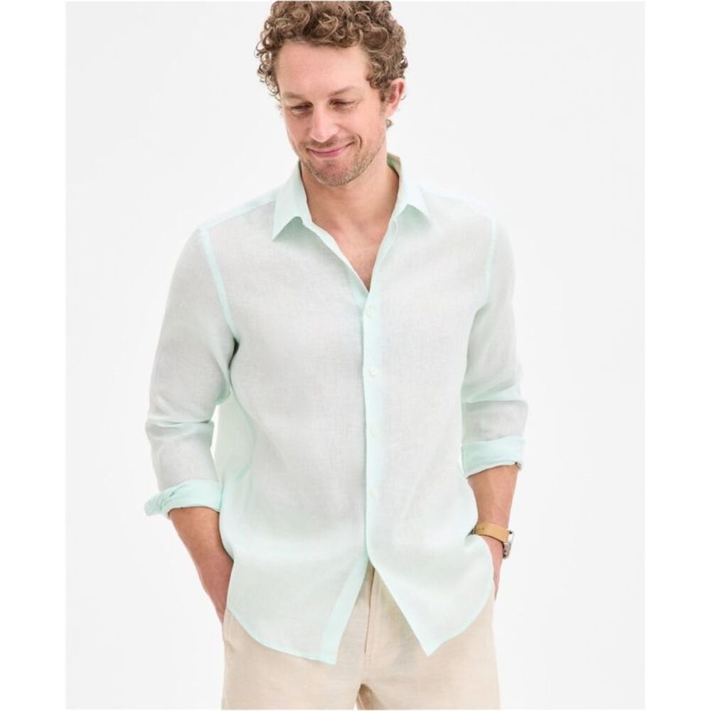 Club Room Mens Linen Button Up Shirt, NWT
